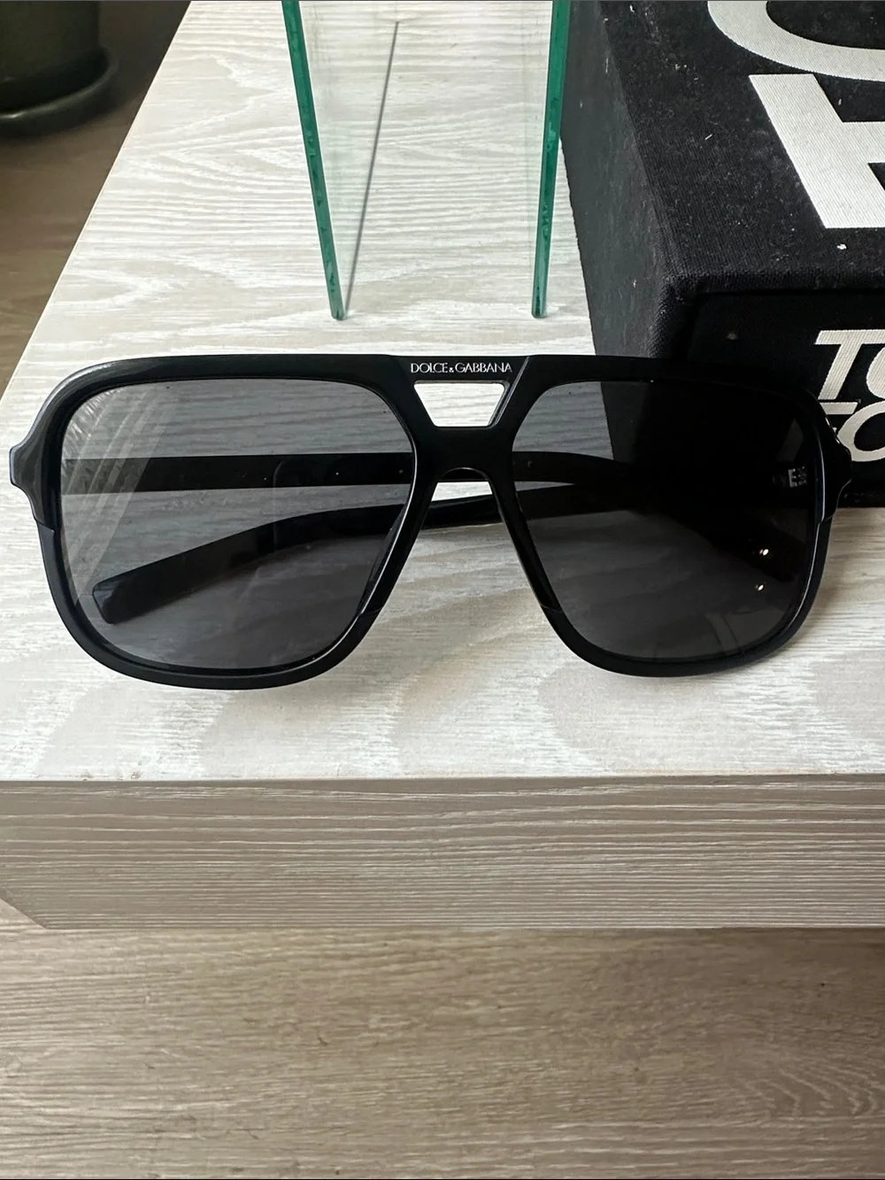 Dolce & Gabbana Black Oversized Aviator Sunglasses